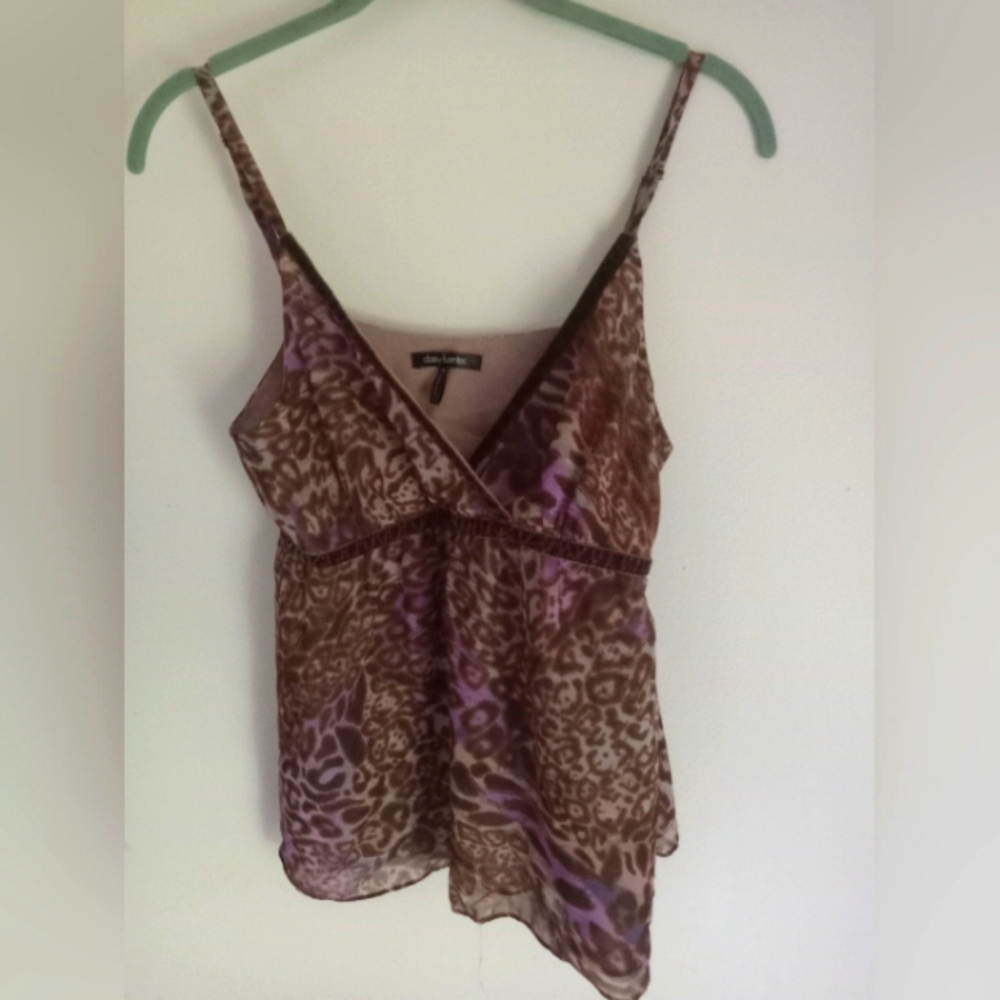 Brown & Purple Daisy Fuentes Spaghetti Strap Animal Print Camisole